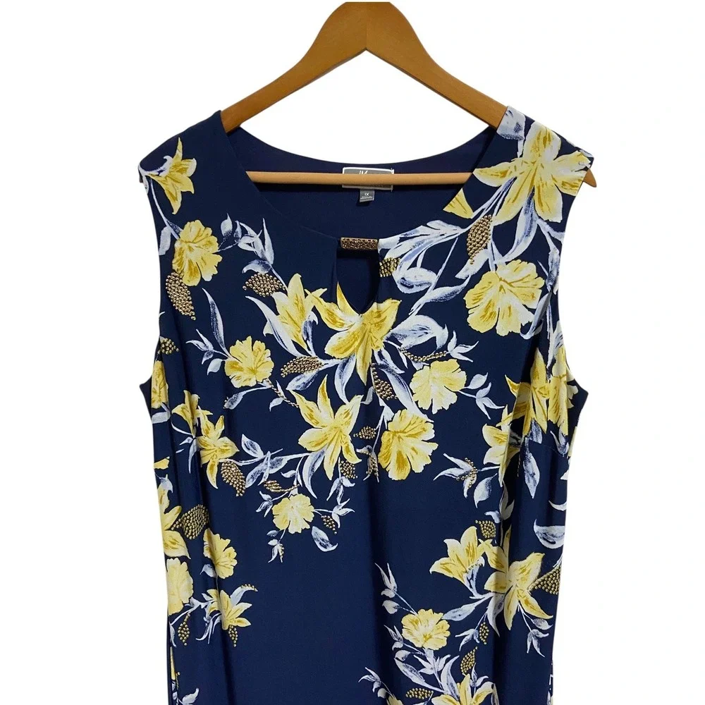 JM Collection Floral Keyhole Shift Dress Career Botanical Professional Office 1X